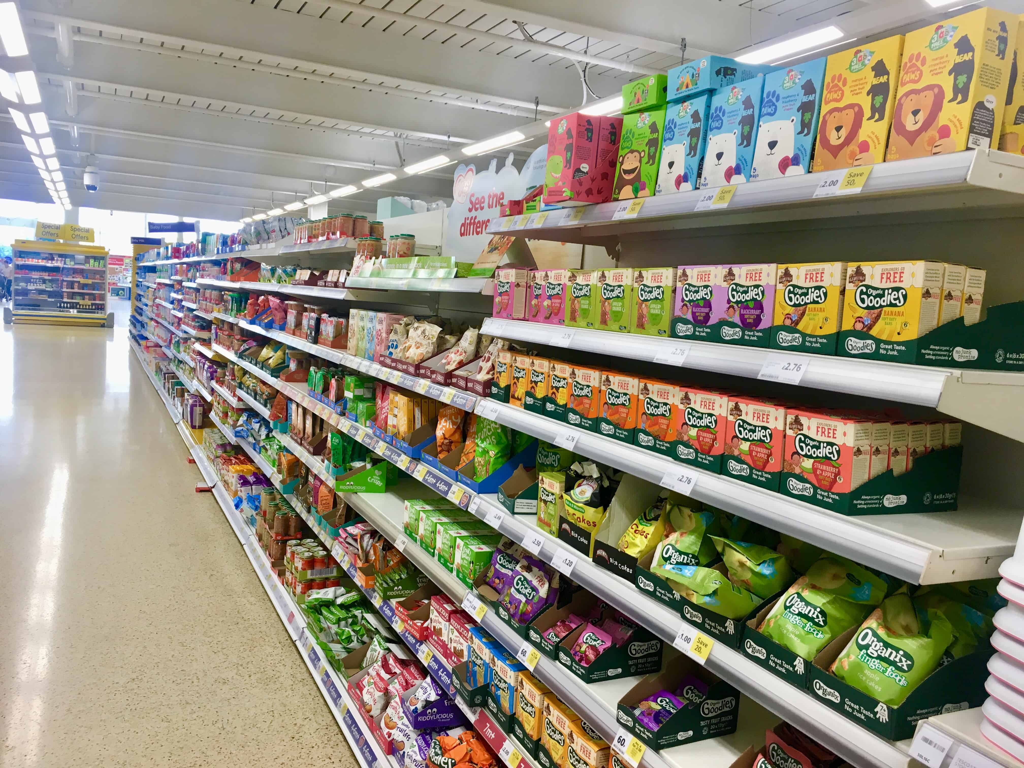 Baby Food Isle in a supermarket