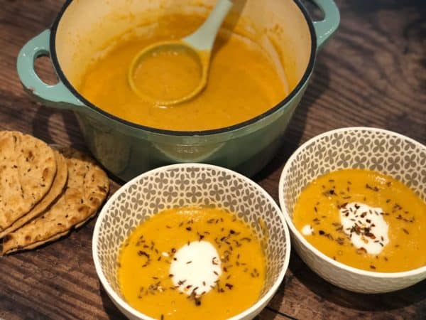 Lentil soup served in bowls