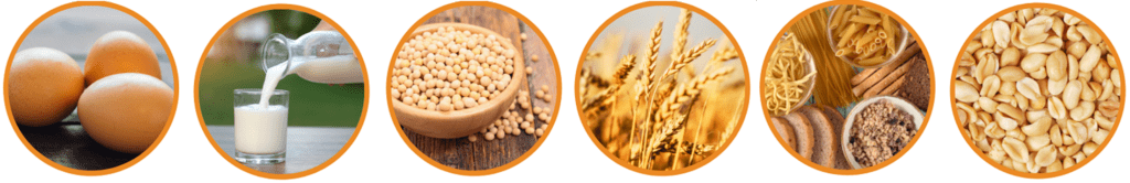 Examples of different foods that have common allergic reactions
