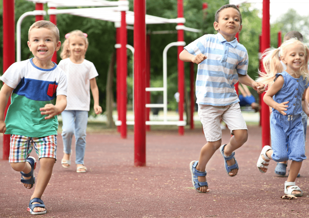 Children running in a playground