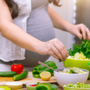 Pregnant Women Cooking a Nutritious Meal