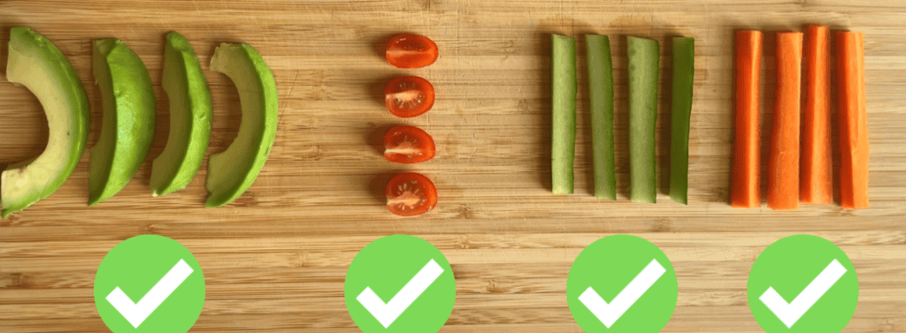 Preparing foods safely to reduce the risk of choking, including offering finger foods in soft baton-shapes, removing hard skin and cutting roung foods, such as cherry tomatoes, into quarteres lengthways