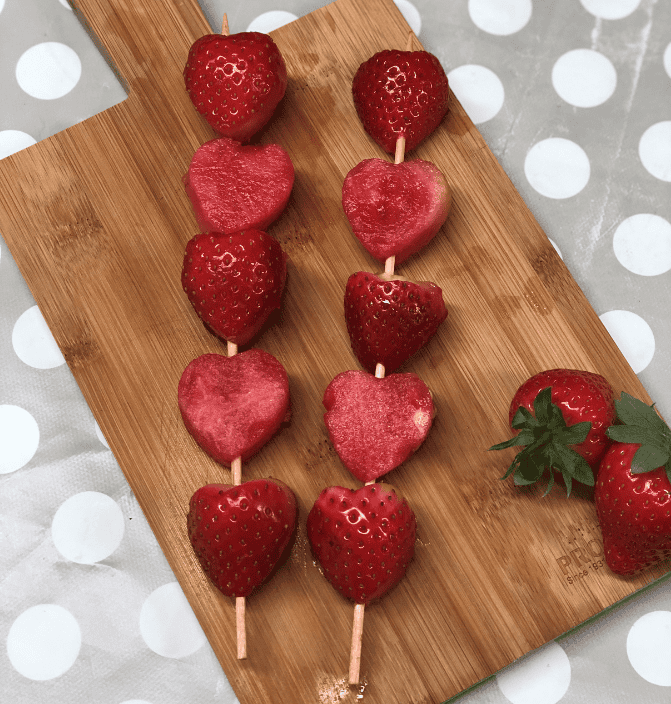 Strawberry and melon fruit kebabs