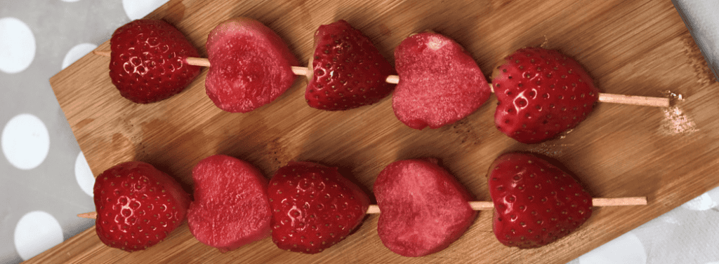 Strawberry and Watermelon heart kebabs