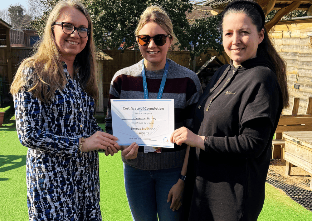 An Early Years Setting being presented with their Bronze Nutrition Award
