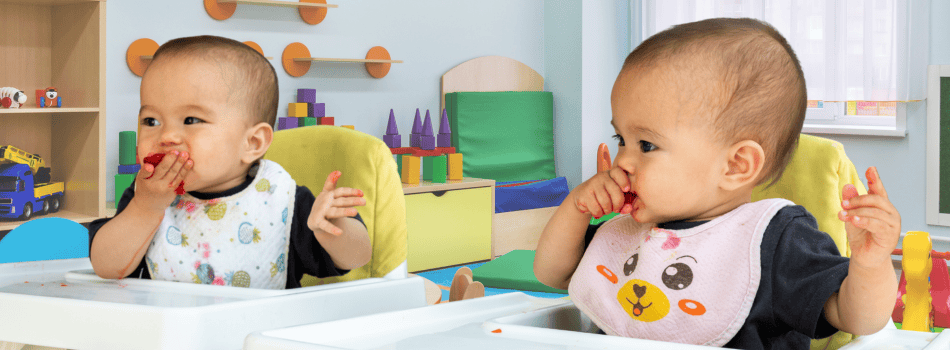 Twin Babies Eating