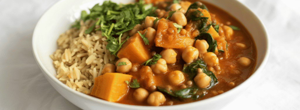 Bowl of lentil and vegetable curry