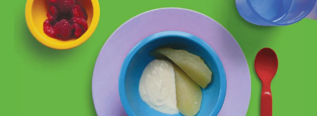 Yoghurt and Stewed Pears with yoghurt